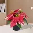 thumbnail image 6 of deevoka Christmas Artificial Poinsettia Plant Artificial Bonsai Desktop Ornament Decorative Artificial Plants for Winter Home Holiday A, 6 of 9