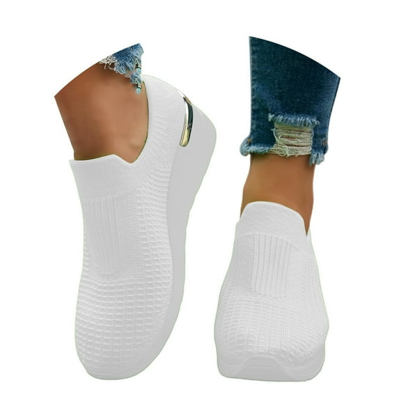 Women's Low Heel Pumps Dressy Comfortable Formal & Event Shoes Women's Casual Shoes Breathable Knit On Platform Wedge Sneakers For Walking Outdoor Travel Daily Wear Comfortable Non Sole