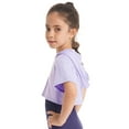 thumbnail image 2 of Yeahdor Kids Girls Short Sleeve Hooded Crop Top Solid Color Sports Running Jogging Tops Lavender 10, 2 of 7