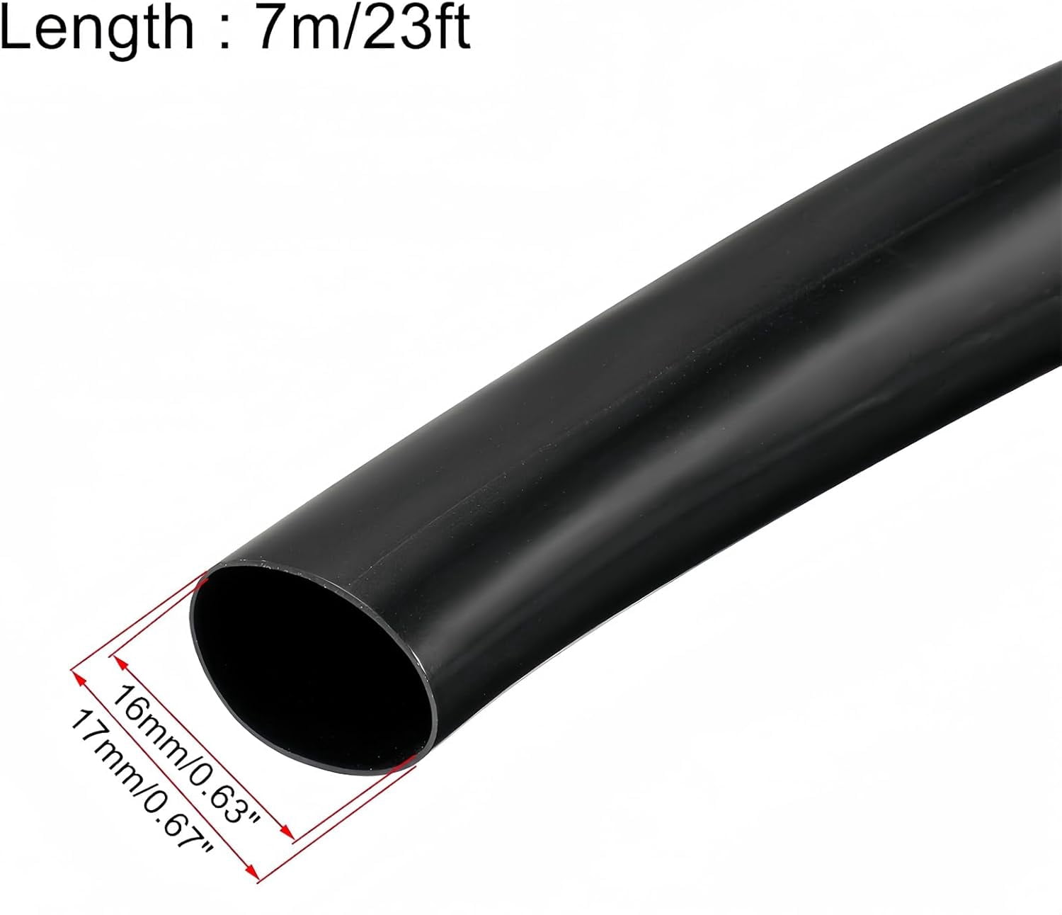 FEFEFW-16mmm x 7mm x 7m PVC Tube Wire Harness Tubing High Temperature Resistant Cable Management Cable Sleeve,Black,1PC
