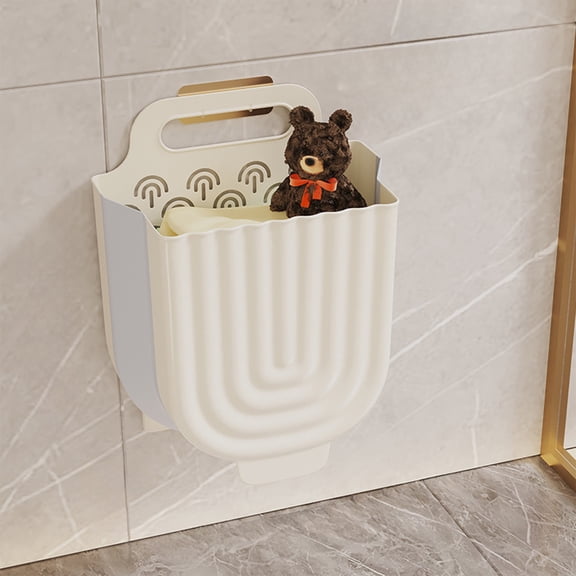Wall Mounted Foldable Laundry Basket with Ventilation Holes, Large Capacity, Space-Saving, Durable Plastic Storage Bin for Bathroom, Laundry Room, and Home Organization Gray