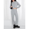 thumbnail image 4 of Lucakuins, conjunto de pijamas para mujer, 2 piezas, ropa de salón, trajes de Color sólido con cordón, sudaderas con capucha, Tops cortos y pantalones, ropa de dormir, trajes Lucakuins moda, 4 of 8