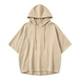 thumbnail image 4 of Njagoc3 Womens Oversized Sweatshirts Solid Color Hooded Batwing Sleeve Sports Pullover Fall Winter Top, 4 of 6