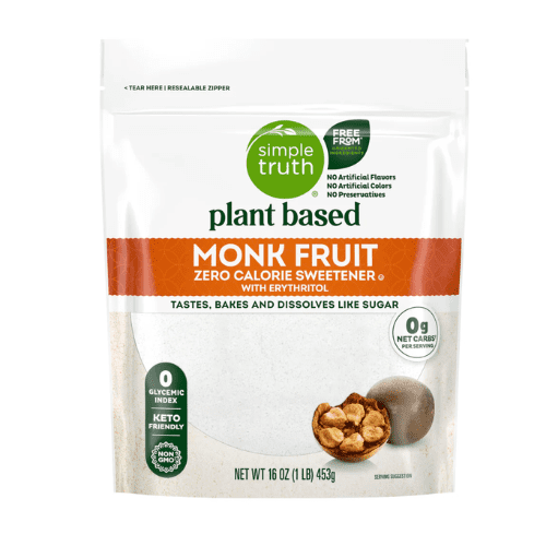 Simple Truth Monk Fruit Zero Calorie Sweetener Plant Based with Erythritol Keto Friendly 16 Oz, 2 pack