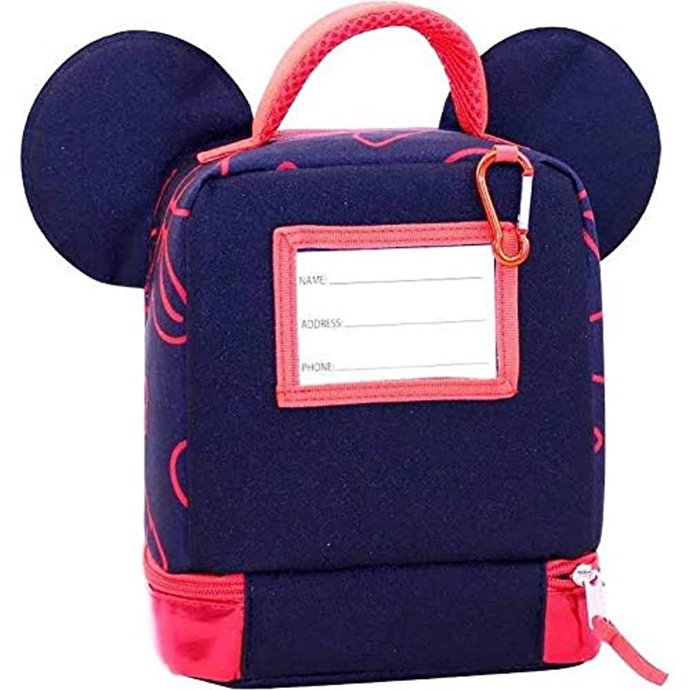 One Size Black Disney MN29130-SC-BK00 Minnie Mouse Dual Compartment Ears Insulated Lunch Kit 
