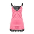 thumbnail image 5 of Glisme Women Pajamas Set Cozy Home Sleepwear Set With Lace Hollow Design For Parties And Lounging Softness Nightwear Hot Pink , L, 5 of 5
