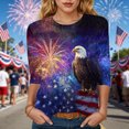 thumbnail image 2 of UngA 250th Anniversary Shirt Womens 3/4 V Neck Sleeve American Flag Shirts 4th of July Summer Shirts Graphic Tops (Purple,L), 2 of 8