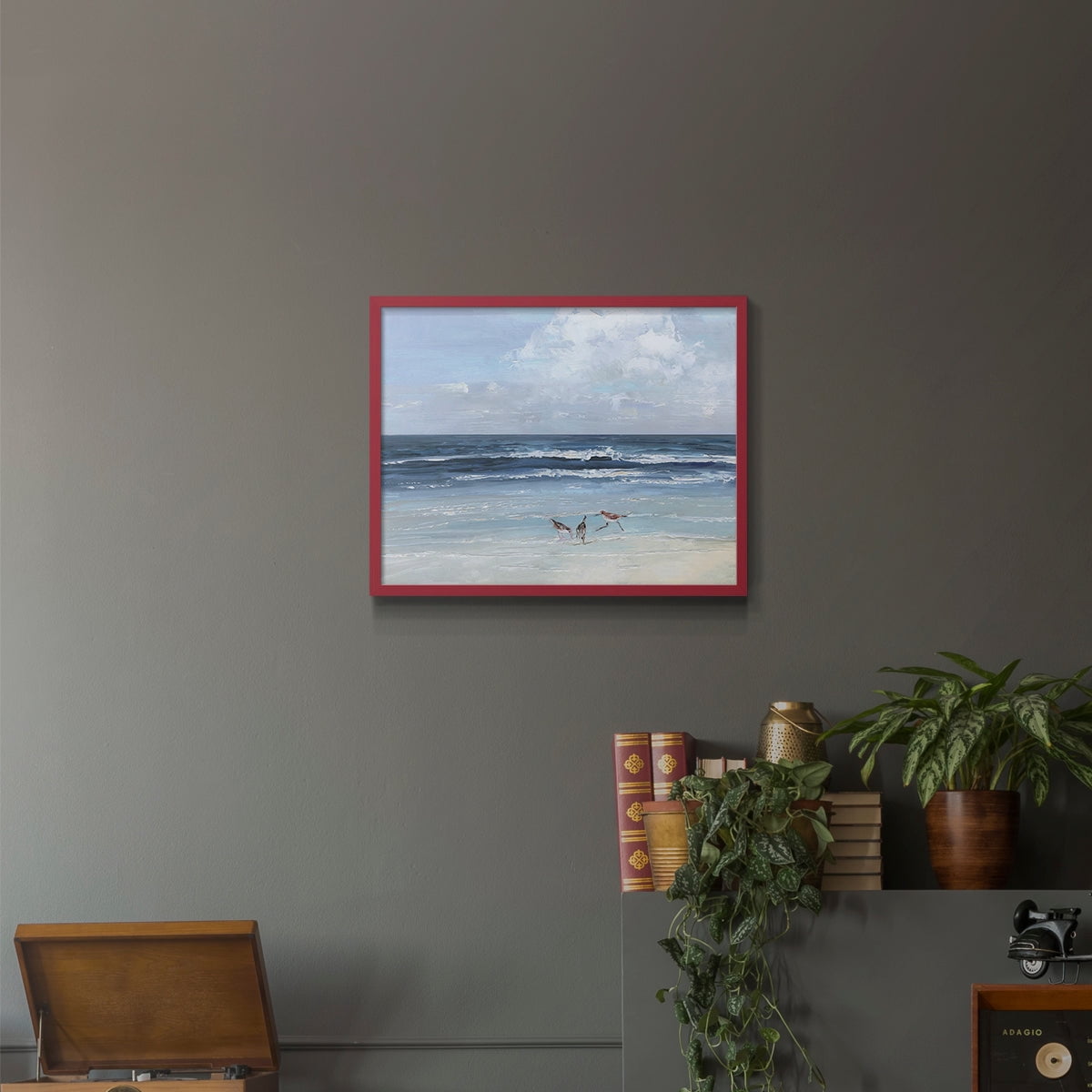 Beach Trio by Sally Swatland - Restickable Framed Giclée Print