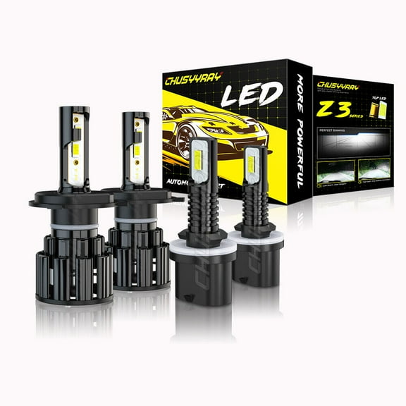 9003 H4 LED Headlight Hi Low Beam 892 880 Fog Light Combo 4-Pack 6000K White Car Bulbs