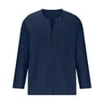 thumbnail image 4 of IROINNID Discount Mens Pullover Shirts Long Sleeve Solid V-neck Pullover Breathable Shirt Blouse Tops,Navy, 4 of 6