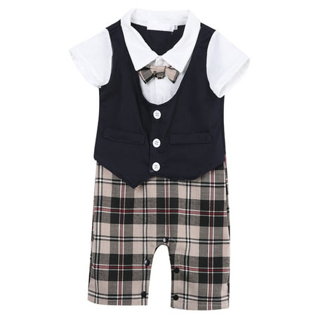 

Inevnen Baby Boy Gentleman Suit Summer Short Sleeve Romper Jumpsuit Clothes Outfits