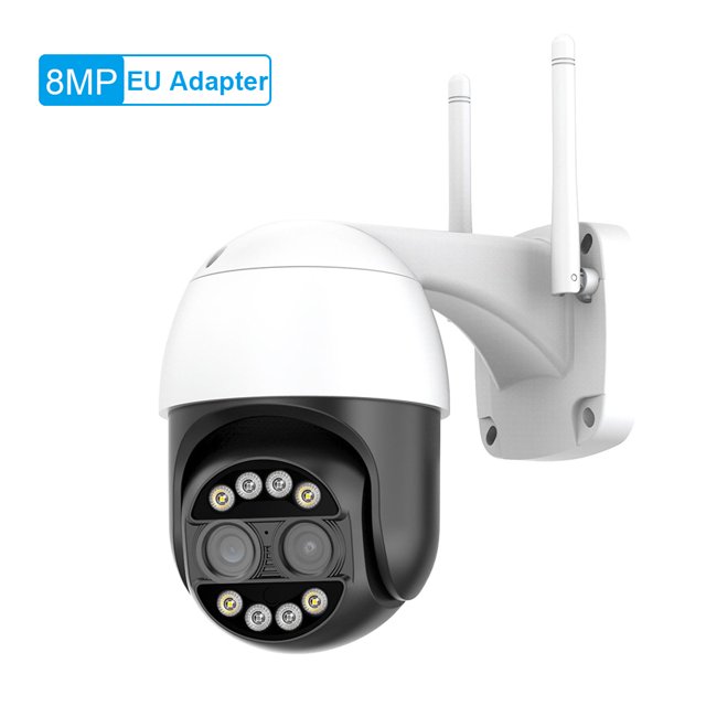 FLhrweasw Cámara Seguridad Binocular Impermeable IP66 APLICACIÓN ICSEE (cámara 8MP Con Adaptador La UE)