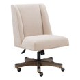 thumbnail image 1 of Linon Chaise de Bureau Pivotante Rembourrée Base en Bois Gris Lavé en Lin Naturel, 1 of 16