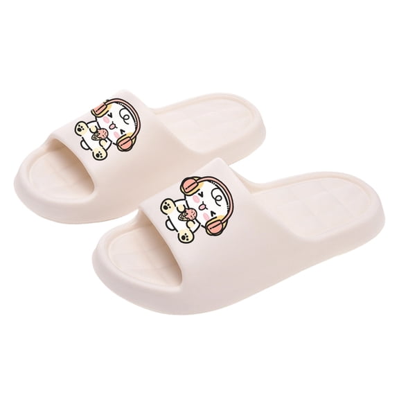 White Cartoon Unisex Slide Sandals EVA Foam Comfortable Lightweight Summer Beach Pool Slippers,Size 8.5-10