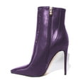 thumbnail image 2 of YDN Women Sexy Pointed Toe Booties Stiletto High Heels Ankle Boots Side Zipper Basic Winter Shoes Size 8 Purple, 2 of 6