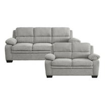 Lexicon Holleman Textured Fabric 2-Piece Upholstered Sofa Set in Light Gray