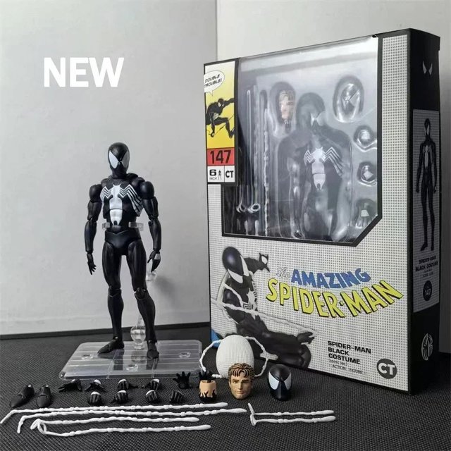 Figura de acción del Anime The Amazing Spider-man Mafex 1/12 S.h.figuarts, Spiderman Venom, modelo de juguete de 6 ",