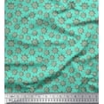 thumbnail image 1 of Soimoi Tissu Viscose Georgette Vert Imprimé Nautique Roue de Navire au Mètre 42 Pouces de Large, 1 of 2
