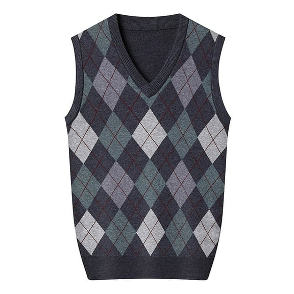 eileial Men's Workout Shirts Men Casual Sweater Vest Uniform Pullover Cotton Knit V-Neck Vest Tops Blouse,Dark Gray XXXL