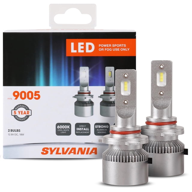 Bombillas LED Powersport para faros delanteros SYLVANIA 9005 6000 K, paquete de 2