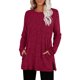 thumbnail image 1 of HongQid Womens Sweaters Crewneck Long Sleeve Shirts with Pockets Fall Outfits 2025 Fashion Winter Clothing Side Slit, 1 of 5