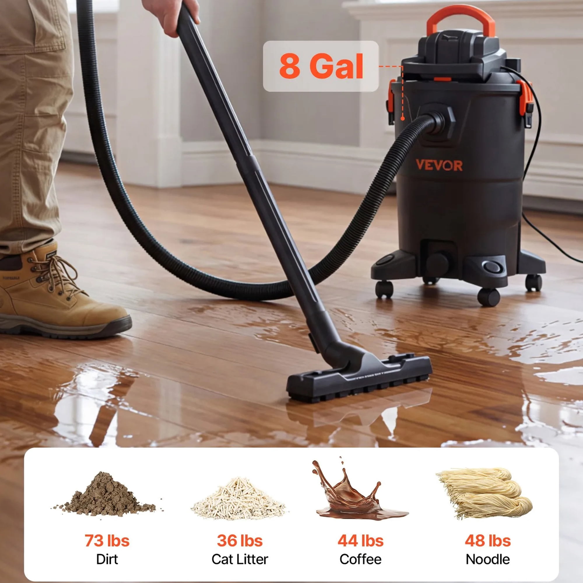 3-in-1 Shop Vac, 11 Gallon Wet Dry Shop Vacuum, 4.5 Peak HP Portable Vacuum Cleaner with Blower, Dual-Filter, 1350W Input Power, 1.25in x 7ft Hose, 9.8ft Cord for Jobsite, Workshop, Garage, Home