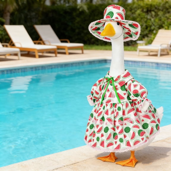 AuroraX Summer Porch Goose Outfit Set 23" Porch Goose Clothes Bundle with Pattern for 19" 20 in,Holiday Happy Birthday Summer Decorations for Home Outdoor Party