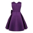 thumbnail image 3 of YONGHS Kids Flower Girl Satin A Line Party Dress Junior Bridesmaid Gown Purple 12, 3 of 7