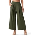 thumbnail image 1 of Pantalones Willit de lino para mujer, pierna ancha, color verde militar, talla XS, 1 of 7