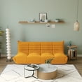 thumbnail image 5 of Magic Home Modern Sectional Sofa Togo Sofa Lazy Sofa Foam Couch Floor Sofa for Bedroom,Living Room,Apartment and Small Space,Three Seat Sofa,Yellow, 5 of 11