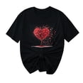 thumbnail image 3 of BiZtdJrK Heart Graphic Tee Shirt for Women Valentine's Day Short Sleeve Crew Neck T Shirts Funny Print Valentines Tees Black S, 3 of 6