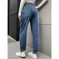 thumbnail image 3 of Jeans for Women Y2k Vintage Wash Blue Long Denim Pants Jeans Waisted High Elastic Jeans Cuffed Jeans Casual Street Trend Fashion Daily, 3 of 4