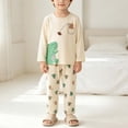 thumbnail image 2 of Bovxnpu Boys Girls Sleepwear Set Kids Print Cotton Long Sleeve Top Pants Homewear Outfits, 2 of 8