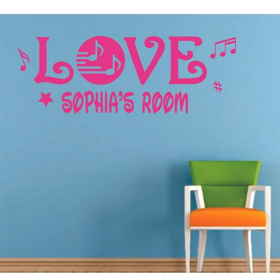 Music Room Music Lover Love Decal Decors Wall Sticker Art Design Decal for Girls Boys Kids Room Bedroom Nursery Kindergarten House Fun Home Decor Stickers Wall Art Vinyl Decoration (40x40 inch)
