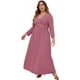 thumbnail image 3 of Vestido maxi de manga larga de talla grande para mujer con cuello en V y cintura imperio, vestidos largos casuales sueltos, vestido de invierno de talla grande, 3 of 5