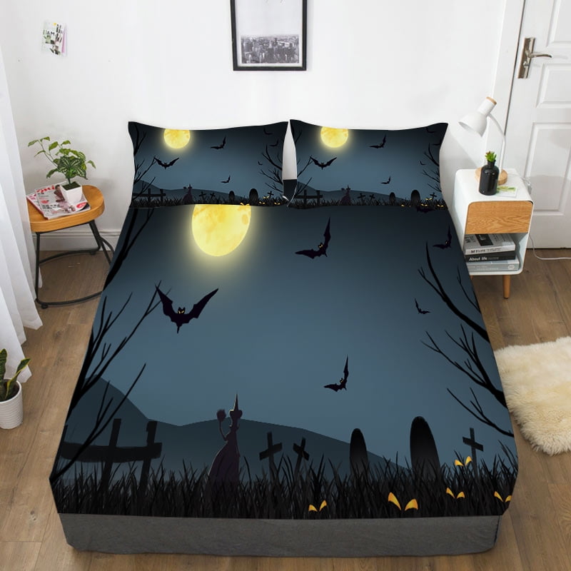 Happy Halloween Bed Sheets Fitted Sheets Luxury Festival Gift For
