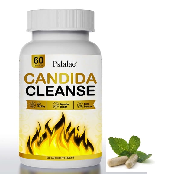 Candida Cleanse - with Oregano Leaf, Wormwood, Black Walnut, Caprylic Acid - Promotes Gut Detox & Cleansing, Improves Digestion - 60 Capsules