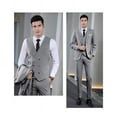thumbnail image 5 of Men's Suit Slim Fit 3 Piece Suit Double Breasted Suit One Button Formal Wedding Prom Suits Grey M, 5 of 7