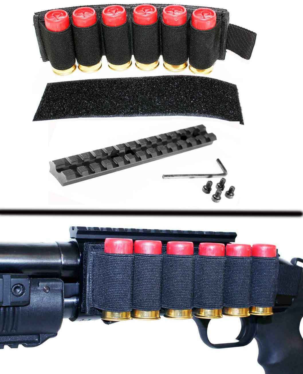 Side Shell Holder and scope rail for Mossberg 500 590, single rail mount. by Trinity