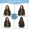 thumbnail image 4 of Creamily 22 Inch Long Brown Wavy Synthetic Wig for Women – Natural Hairline, Breathable Cap, Daily Wear, 4 of 11