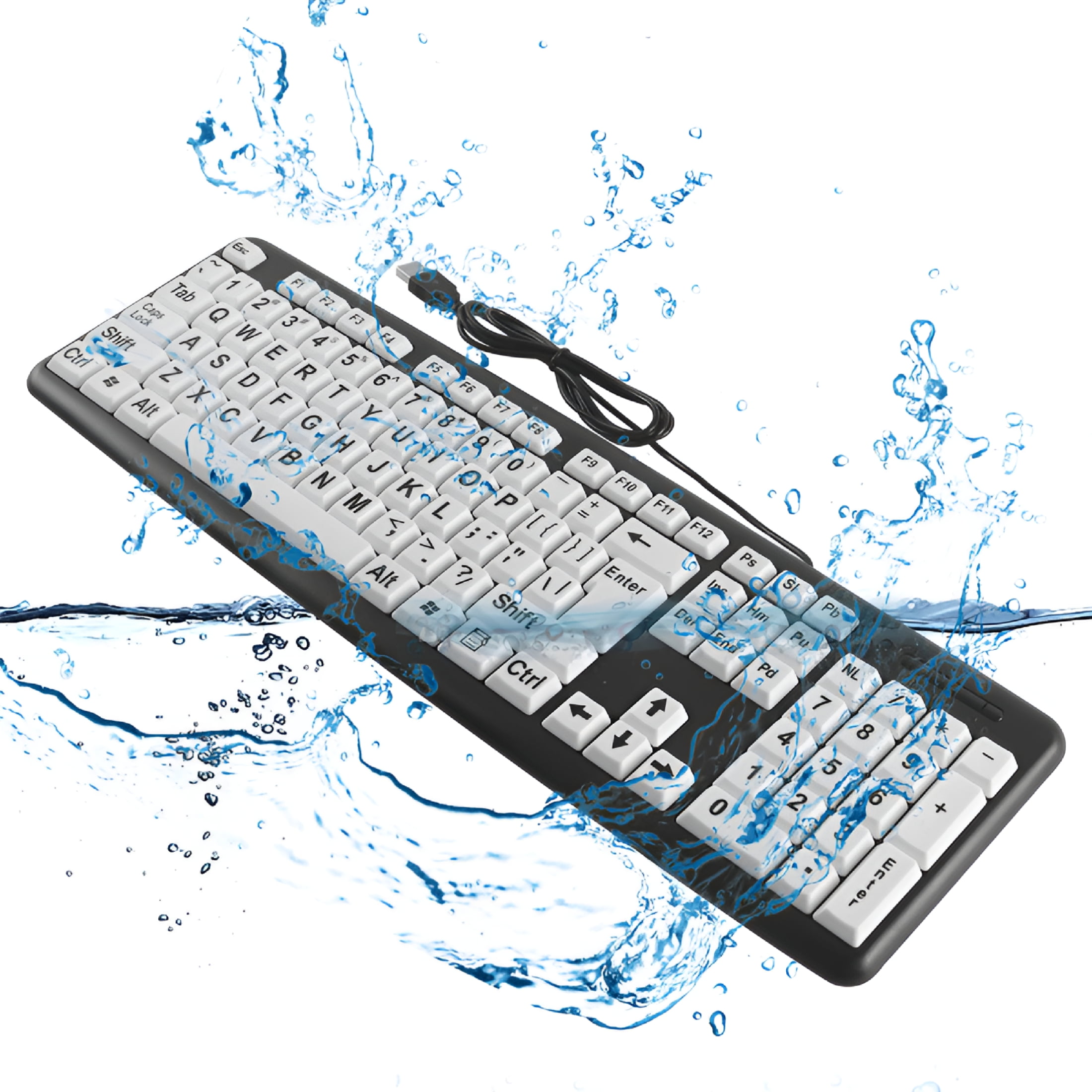 GJX 2026 New Large Print Keyboard for Seniors&Visually Impaired-Usb Wired 107-Key Ergonomic Keyboard with Spill-Resistant Design | 440X140Mm Abs Plastic Keyboard