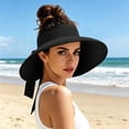 thumbnail image 4 of TFEOQRY Women's Straw Sun Visor Hat with Bow Back Detail UV Protection Wide Brim Summer Beach Ponytail Hat, 4 of 7