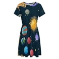 thumbnail image 4 of Planet Set Dress Summer Street Style Dresses Female Short Sleeve Printed Sundress, 4 of 7