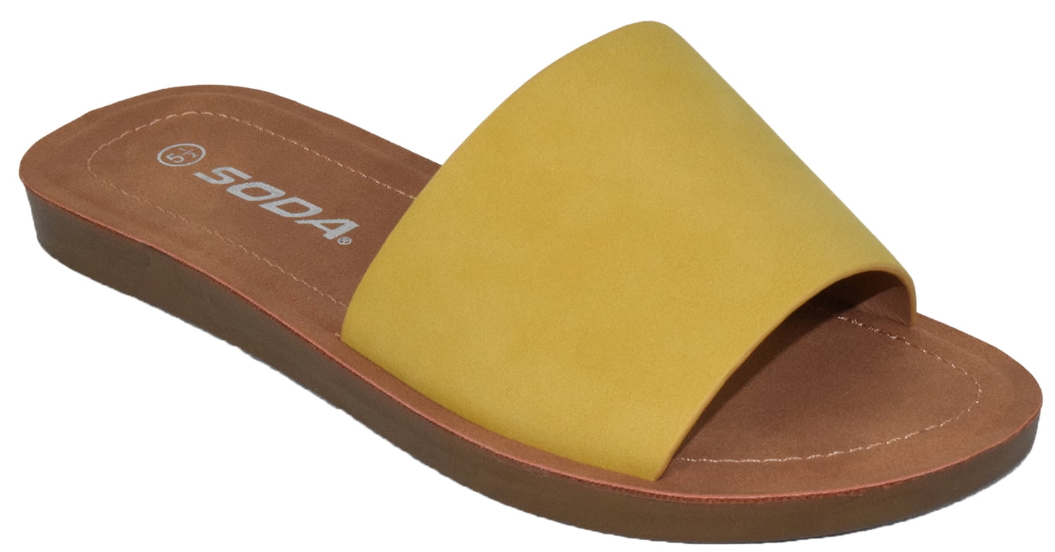 mustard yellow flip flops