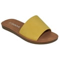 thumbnail image 1 of Soda Shoes Women Flip Flops Basic Plain Slippers Slip On Sandals Slides Casual Peep Toe Beach EFRON-S Yellow Mustard 6.5, 1 of 2