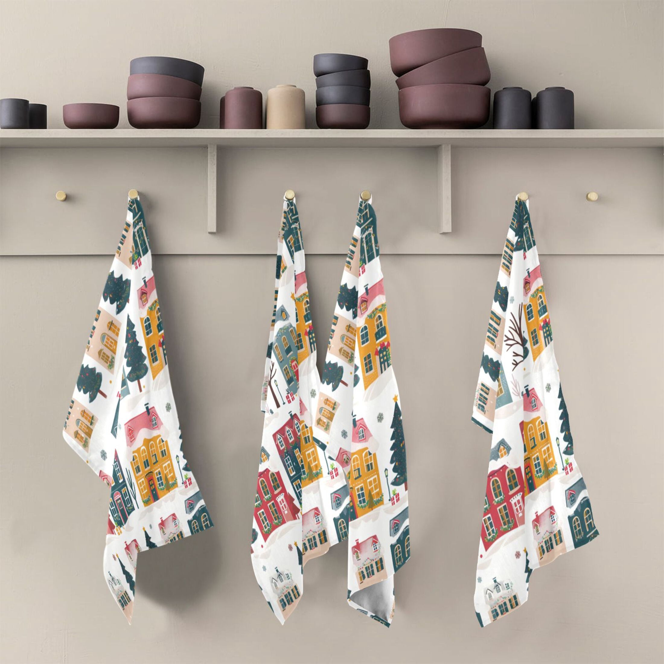 Kitchen Towel 28x18 Inches x6，Plate Towel, Decorative Towel, Napkin, Tea Towel Tea Towels For Kitchen Dish Cloths & Dish Towels Cartoon House