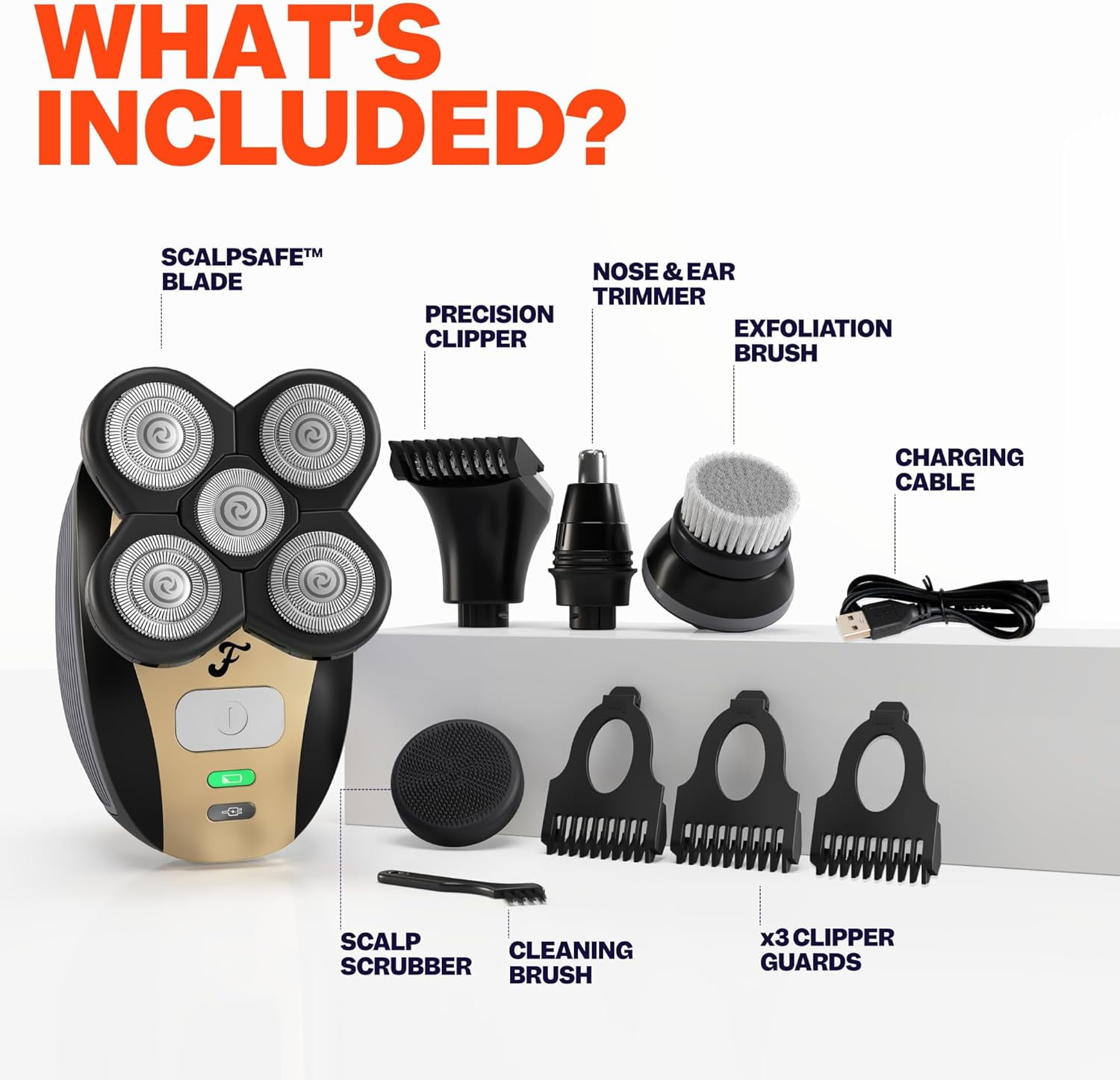Freebird FlexSeries Waterproof Wet Dry Electric Head & Body Shave Kit with 5-in-1 Attachments