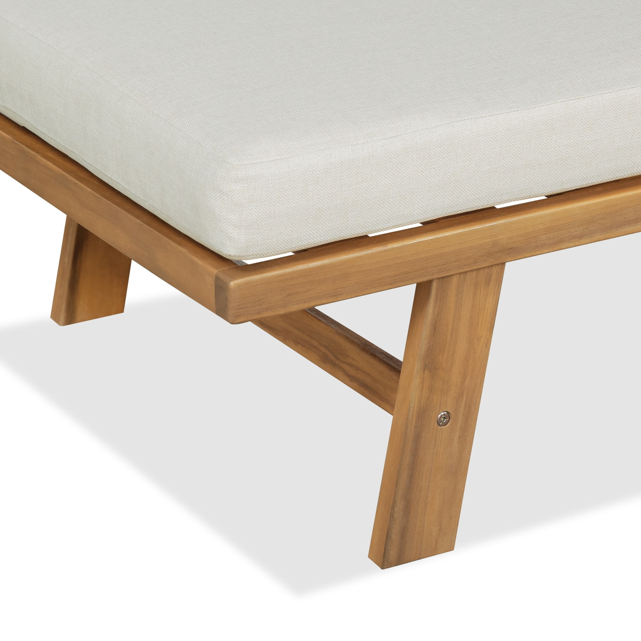 Christopher Knight Home Acacia Wood Outdoor Chaise Lounge with Adjustable Backrest and Cushion, Teak+Beige