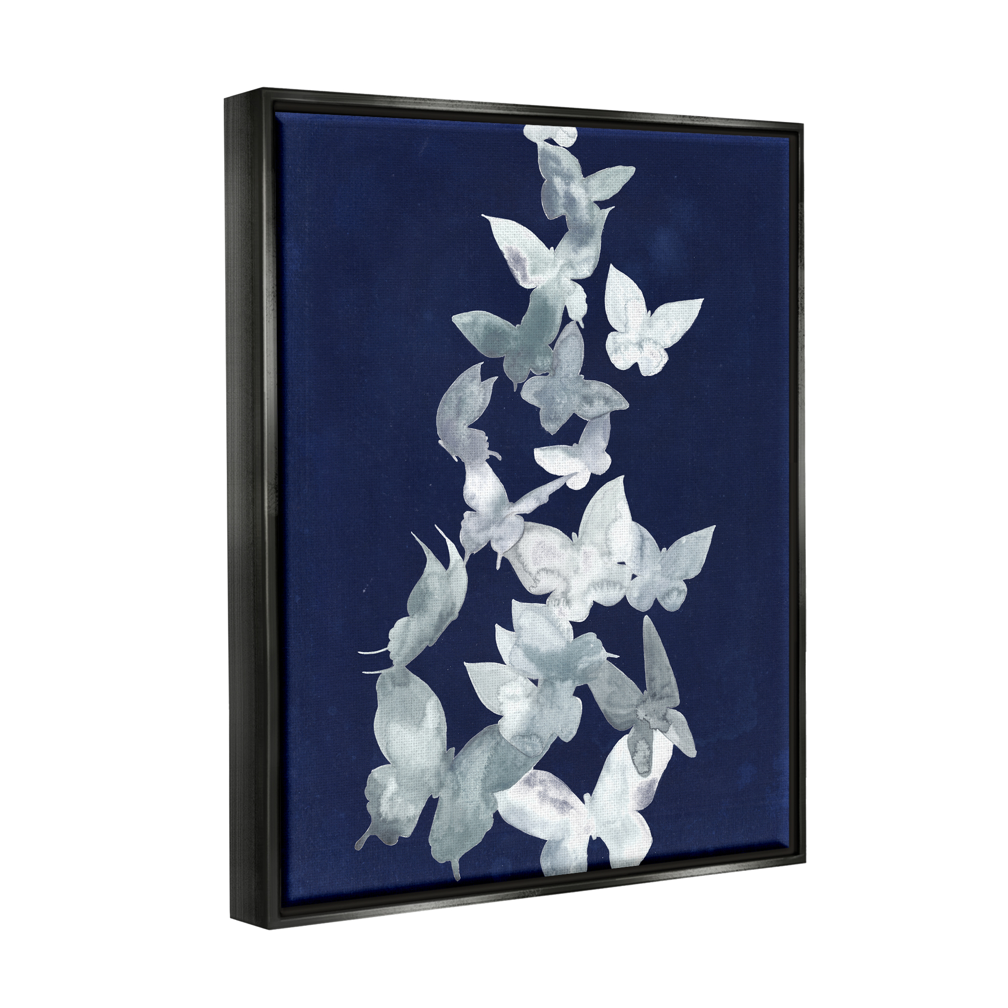 Stupell Industries Abstract Butterflies Swarm Animals & Insects Painting Black Floater Framed Art Print Wall Art
