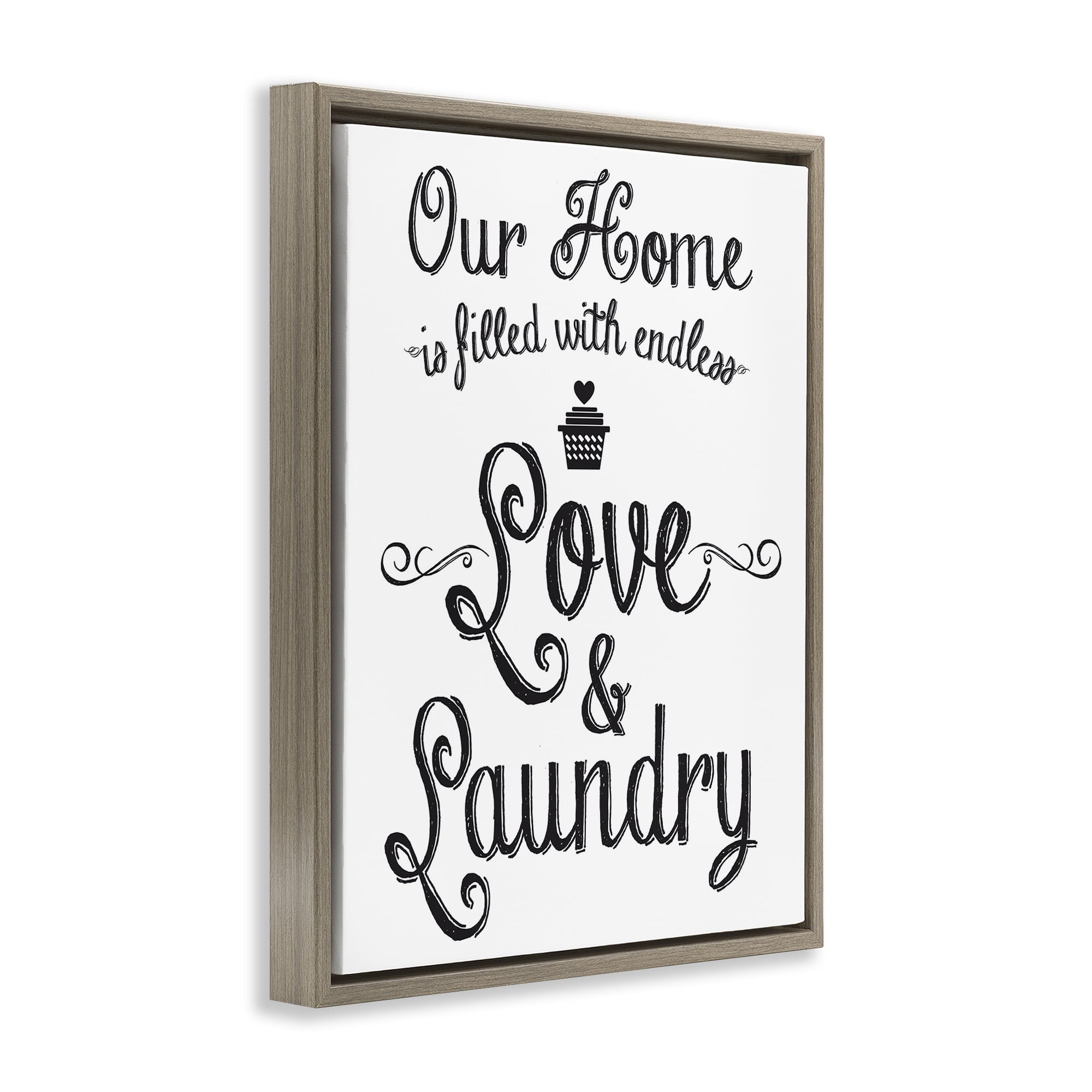 Stupell Industries Endless Love & Laundry Typography Painting Brown Floater Framed Art Print Wall Art, 25 x 31